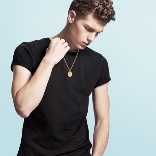 Silver/14K Gold Patron Saint Medal Amulet Necklace for Men Women - color: Gold, style: 19A-St Sebastian Baseball