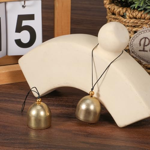 2 PCS Small Hanging Bell, Decoration Hanging Bells for Door Brass Small Hangings Wind Chimes Decorative Camping Tent Bells Chimes Fengshui Bell Wind Chime for Outside Good Luck Wealth and Safe