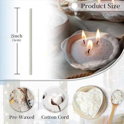 Pearled Candle Wick 2.2 Inch White Cotton Wicks 300-Pack Premium Metal-Free & Lead-Free Candle Wicks for Candle Making - color: White-2.2 Inch-300pcs