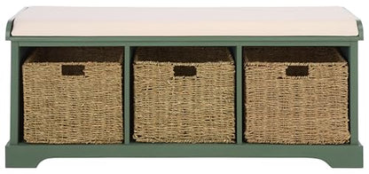SAFAVIEH Furniture - Lonan Storage Bench - Dusty Green - Solid Wood - Farmhouse Lift-Top Design - Ideal for Entryway, Living Room, Hallway, 18" Seat Height (AMH5733J) - color: Dusty Green