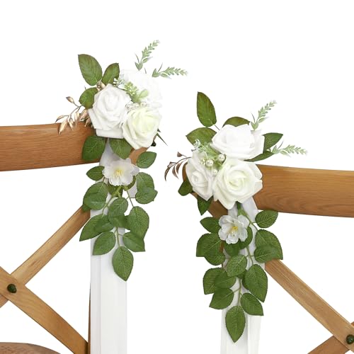 10 White Wedding Aisle Decorations - color: Ivory White