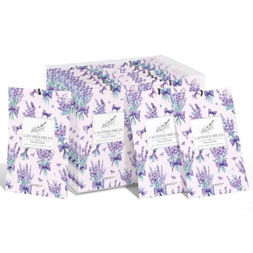 MYARO 20 Pack Lavender Scented Sachets, Closet Deodorizer Car Air Freshener - color: Lavender, size: 20 Packs