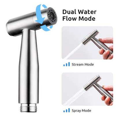 Arofa Hands-Free Bidet Sprayer for Toilet, Adjustable Water Pressure - color: Stainless Steel(One-touch), size: 1 Pack