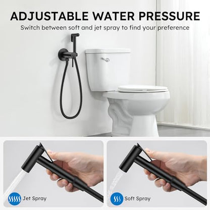 Arofa Built-in Hot and Cold Bidet Sprayer, Warm Water Bidet, Matte Black - color: Black, size: Built-in Hot & Cold Water Modes-Round