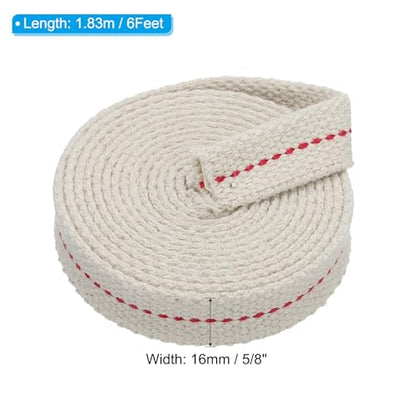 PATIKIL 5/8" Wide 6 Feet 100% Cotton Flat Wick, Oil Lamp Wicks with Red Stitch for Kerosene Lamp Lantern Oil Burner - color: Red, size: 5/8" x 6 Feet