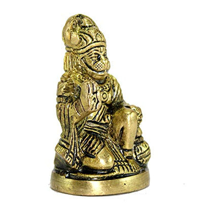 Brass Hanuman Anjaneya Pavan Putra Bajrangbali Idol Murti Moorti Statue (2.5 Inch) - style: Hanuman
