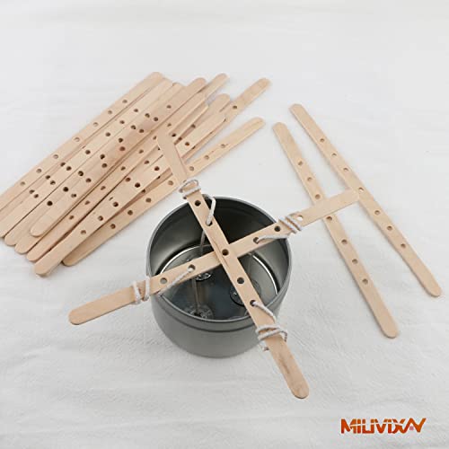 MILIVIXAY 100pcs Wooden Wick Holders - Candle Wicks Centering Device for Large & Multiwick Candles.