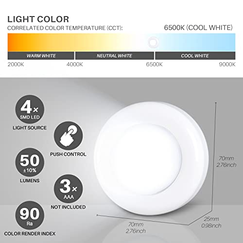 STAR-SPANGLED 2.8” LED Puck Lights Under Cabinet AAA Battery, 5 Pack White - color: White