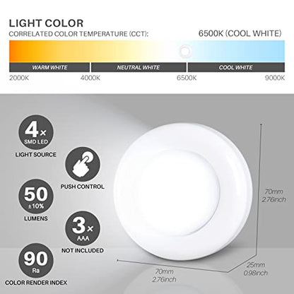 STAR-SPANGLED 2.8” LED Puck Lights Under Cabinet AAA Battery, 5 Pack White - color: White