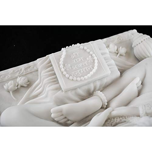Top Collection 8" Hanuman Hindu Statue in White Marble Finish - Hindu God of Strength Figurine