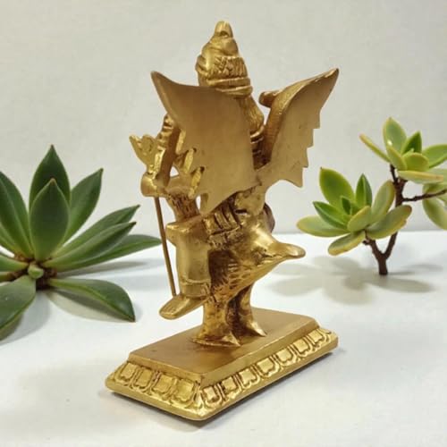 Brass Lord Shani Dev Idol with Crow 4.5 Inch 530g Handcrafted Shani Dev Murti for Home Mandir Temple Pooja Room Office Decor | Hindu God Spiritual Showpiece