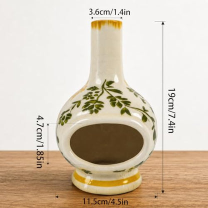 MOUGIGI Palo Santo Burner with Chimney-Ceramic Incense Holder for Sage,Cone - color: Vines-green