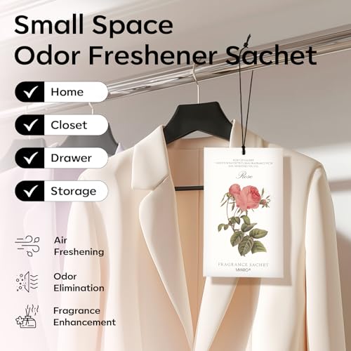 MYARO 12 Pack Rose Scented Sachets, Closet Deodorizer Car Air Freshener - color: Rose, size: 12 Packs