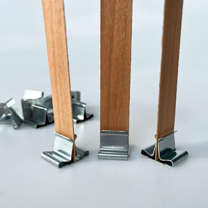 150 PCS Wick Clip for Candle Making Wood Wick Holder Base Universal Wood Wick Clips Wooden Wicks Bases Metal Candle Wick Holders (Square)