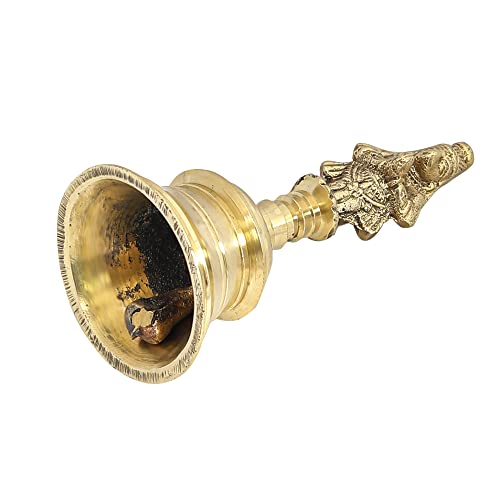 Wonderlist Handicrafts Brass Pooja Bell with Gods Sitting On Top (Hanuman) - color: Hanuman