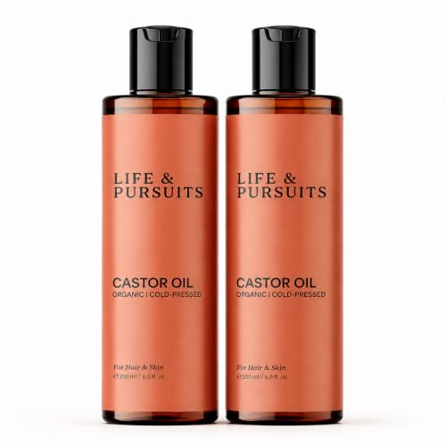 Life & Pursuits Organic Castor Oil 200 ml (Pack of 2), 100% Pure, Cold-pressed, Hexane Free Castor Oil for Skin, Scalp and Hair - style: Castor Oil - 13.52 fl oz