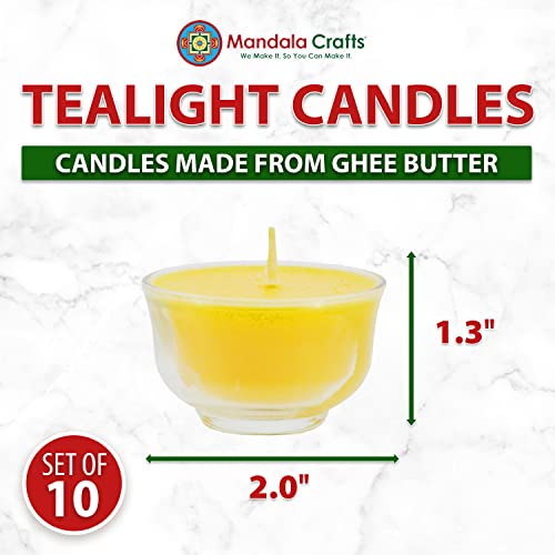 Mandala Crafts Tibetan Buddhist Tealight Vanaspati Ghee Butter Lamp Candle Set(10 Small Clear Cups)