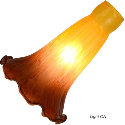 Bieye LS18S Lily Flower Blown Glass Lampshade (Yellow Brown, Opening I.D. 0.87" x O.D. 1") - color: Yellow Brown, size: Small I.D. 0.87" x O.D. 1"