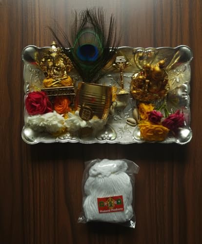 Sree Andal White Cotton Wicks for Sacred Oil Lamps (365 pcs x 5 Pack) | Jyoti Batti for Pooja Lighting | Madurai Products Eco Cotton Thiri Set for Meditation Altars, Pooja & Prayers