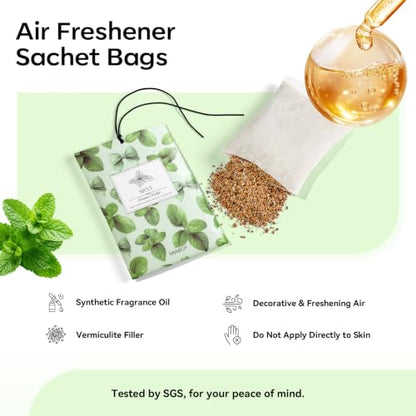 MYARO 20Pcs Peppermint Scented Sachets, Closet Deodorizer Car Air Freshener - color: Mint, size: 20 Packs