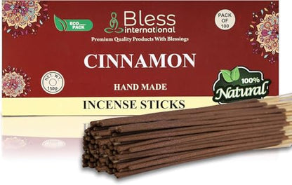 Bless-Organic-Cinnamon 100%-Natural-Handmade-Incense-Sticks - color: Cinnamon, size: 100 Sticks (5.25 OZ/150 GM)