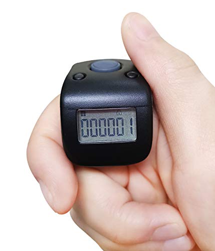 Rechargeable Silent Finger Counter 6 Channels Digital Tasbih Tally Clicker with LED for Prayer Knitting Sports Gift - color: Black X