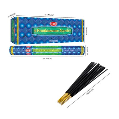 Hem Frankincense Myrrh Incense Sticks - 120 Count | Natural Air Purifying Aromatherapy | Calming and Cleansing Fragrance | Perfect for Meditation and Relaxation | Long-Lasting Burn. - size: 20 Count (Pack of 6)