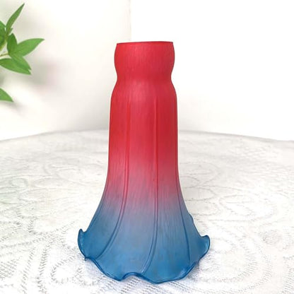 Bieye LS67 Lily Flower Blown Glass Lampshade (Red Blue, Opening I.D. 1.26" x O.D. 1.5") - color: Red Blue, size: Large I.D. 1.26" x O.D. 1.5"