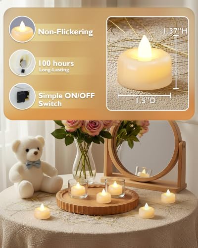 Amagic 12Pack Flameless LED Tea Lights Candles Battery Operated, Warm White - color: White, size: 12 Pack