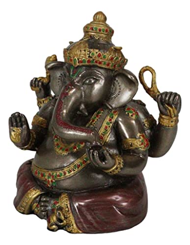 Ebros Gift Eastern Enlightenment Meditating Hindu God Ganesha Altar Decor Figurine Ganesh Ganapati Hinduism Statue Remover of Obstacles As Spiritual Sculpture in Bronze Color Finish