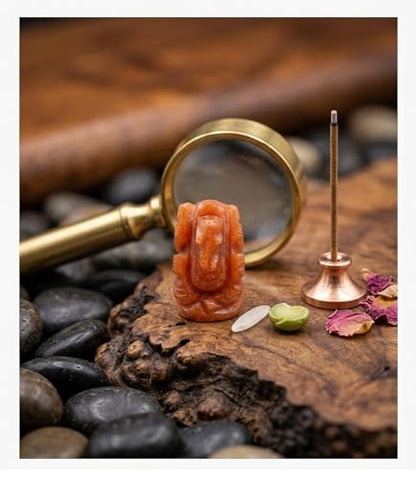 Natural Red Aventurine Ganesh Tiny Ganesh Statue Ganesh for Gift Beautiful Handcrafted Ganesh Idol Pocket Ganesh Statue Sculpture - color: Red Aventurine Ganesh