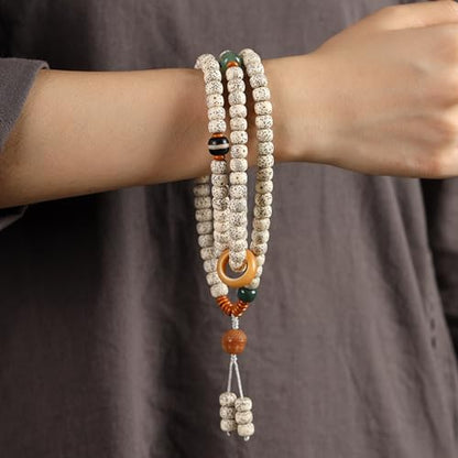 8mm 108 Mala Beads Bracelet for Men Natural Wooden/Bodhi Bead Necklace as Buddhist Meditation Prayer Beads - style: Bodhi Beads with Buddha Head