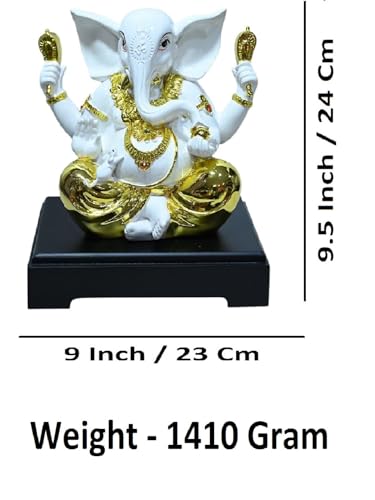 9.5 Inch White Polyresin Lord Ganesha Vinayaka Vignesha Idol for Home Decor Statue Figurine Murti Showpiece K4779 - size: Model 6 - 9.5 Inch White