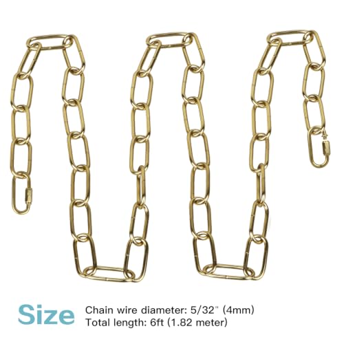 Helunsi Industrial Lighting Chain, 6 Feet Antique Brass Light Fixture Chain - color: Antique Brass
