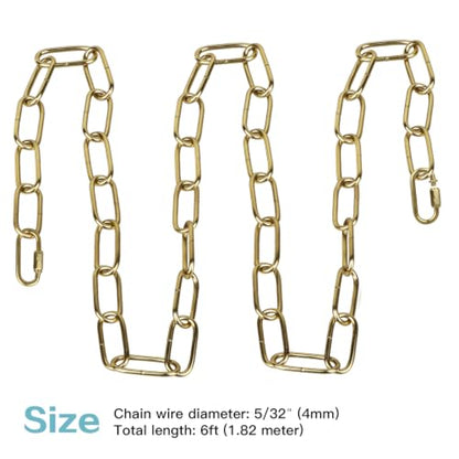 Helunsi Industrial Lighting Chain, 6 Feet Antique Brass Light Fixture Chain - color: Antique Brass