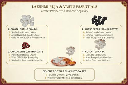 Krishna's Dreams Laxmi Poojan Kit (Pack of 11) | Kodi, Gomti Chakra, Kamal Gatta, Lal Kodi Set | Wooden & Stoneware Yantra | Diwali & Daily Puja Essentials