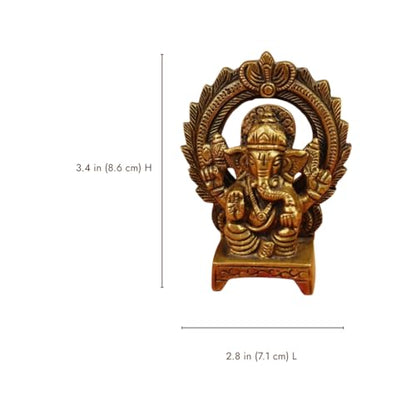 Servdharm Lord Ganesh Idol 3.4" I Brass Statue for Home Decor, Temple, Daily Worship and Gifting I Ganesh Ji Murti for Pooja Rituals Pital Ganpati 3.4 Inches Gold