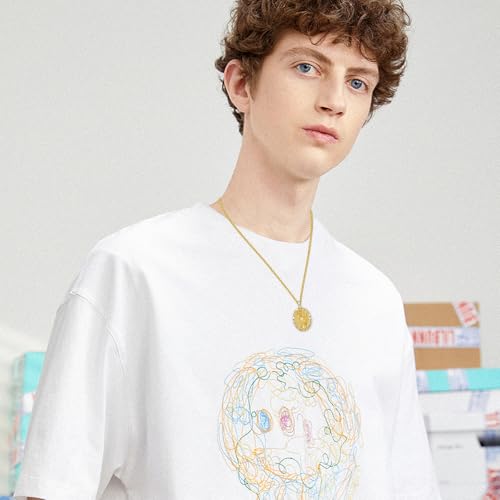 Silver/14K Gold Patron Saint Medal Amulet Necklace for Men Women - color: Gold, style: 19A-St Sebastian Baseball