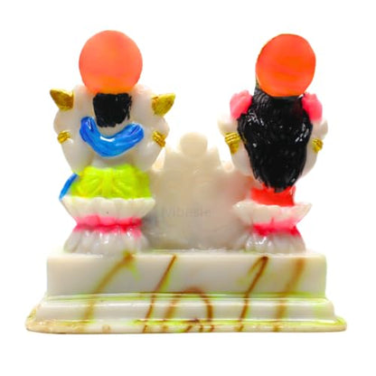 Laxmi Ganesh Idol - Beautiful Lakshmi Ganesha Marble Statue - Diwali Pooja for Diwali/Deepawali Temple Mandir Pooja puja and Decoration Car Dashboard Decor Item - Indian Gift