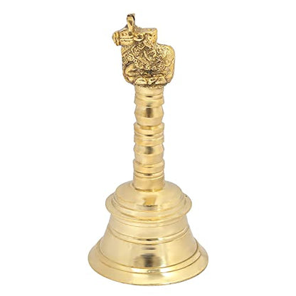 Wonderlist Handicrafts Brass Pooja Bell with Gods Sitting On Top (Nandi), 5 INCH, SE-45T - color: Nandi