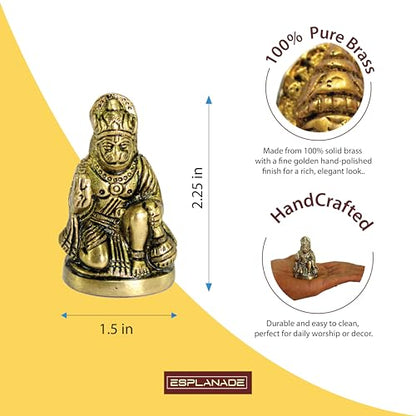 Brass Hanuman Anjaneya Pavan Putra Bajrangbali Idol Murti Moorti Statue (2.5 Inch) - style: Hanuman