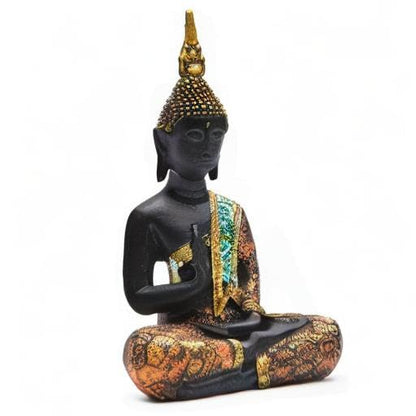 BRASSTAR Resin Thai Sitting Buddha Asian Statue Luck Wealth Sculpture - size: Small