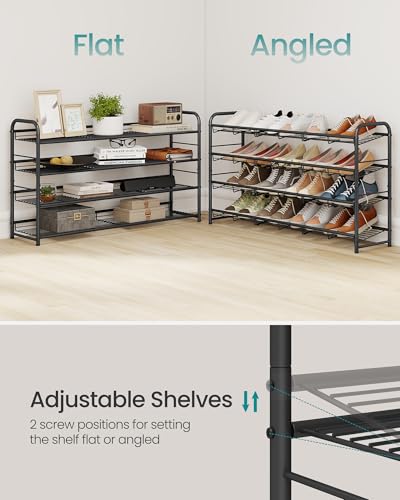 SONGMICS 4-Tier Long Stackable Metal Shoe Rack, Holds Up to 20 Pairs - color: Black, size: 4 Tiers (39.5"W)