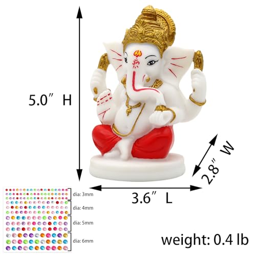 alikiki Polystone Lord Ganesha Statue - 5”H Hindu God Ganpati Idol for Pooja Mandir Home Office Decor Ganesh Murti Temple Altar Shrine Puja Item Indian Spiritual Gifts