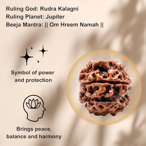 Amazing Gemstone Authentic 5 Mukhi Rudraksha Bead – Natural Nepali Rudraksha for Meditation, Prayer, Protection, Chakra Healing, and Spiritual Growth - color: 5 Mukhi