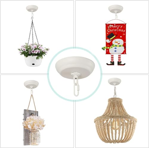 10 Feet Heavy Duty White Chain with 5" Light Canopy Kit for Chandelier, Swag Light Kit Light Fixture Mounting Bracket for Hanging Light - color: White 10 Ft Chain with 5" Canopy