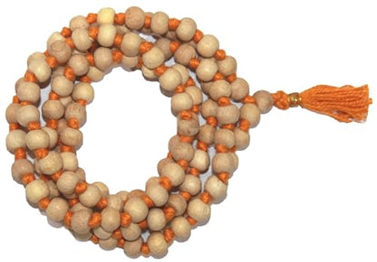 Tulsi Holy Basil Prayer Beads Japa Mala Necklace 108 Beads Hand Knotted Tulsi Jaap Mala with Jaap Bag, Meditation and Yoga Accessory Blessed & Energized Hindu Tibetan Buddhist Subha Rosary