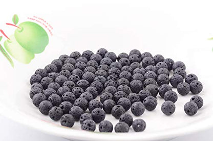 Natural Stone Beads 100pcs 8mm Black Lava Round Genuine Stone Beading Loose Gemstone Hole 1mm DIY Beads for Essential Oil Yoga Bracelet Necklace Earrings Jewelry Making (Black Lava Stone Beads,8mm) - color: Black Lava Stone Beads, size: 8mm