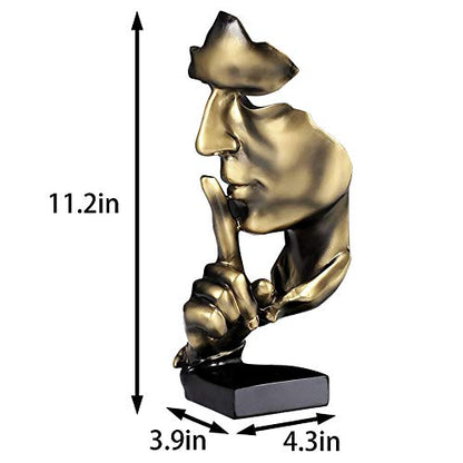 aboxoo Thinker Statue, Silence is Gold Abstract Art Figurine(Gold) - color: Gold, size: Medium