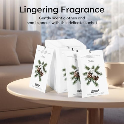 MYARO 12 Pack Cedarwood Scented Sachets, Closet Deodorizer Car Freshener - color: Cedar, size: 12 Packs